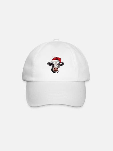 Kuh Weihnachten Tier Porträt Xmas - Baseballkappe - Weiß/Weiß