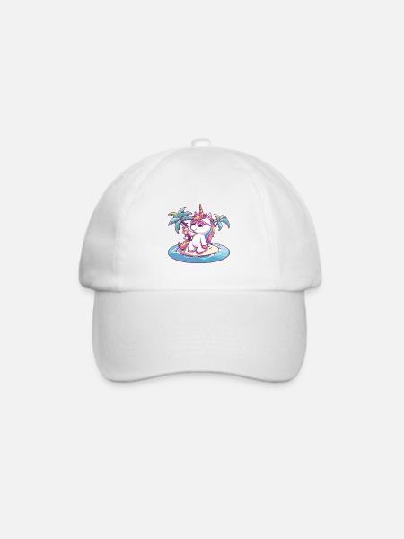 Einhorn Sommer Strand Urlaub - Baseballkappe - Weiß/Weiß
