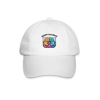 Sleepysaurus Offizielles Schlafoutfit Schlafshirt - Baseballkappe - Weiß/Weiß - Vorne