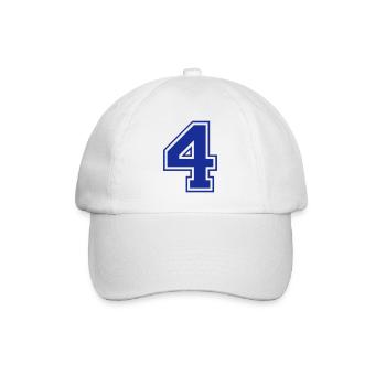 4 - Nummer - Zahl - Baseballkappe - Weiß/Weiß - Vorne