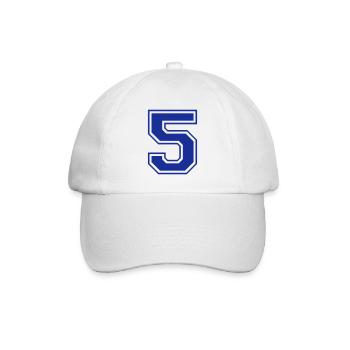 5 - Nummer - Zahl - Baseballkappe - Weiß/Weiß - Vorne