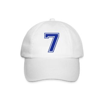 7 - Nummer - Zahl - Baseballkappe - Weiß/Weiß - Vorne
