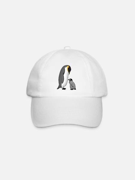 Kaiserpinguin mit Baby - Baseballkappe - Weiß/Weiß
