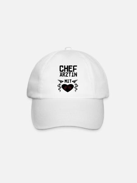 Chefärztin mit Herz Geschenk - Baseballkappe - Weiß/Weiß