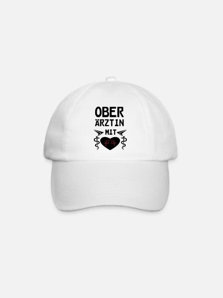 Oberärztin mit Herz Geschenk - Baseballkappe - Weiß/Weiß
