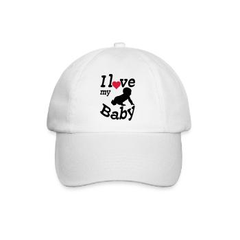 I love my Baby, Kind, Geburt, Eltern, Geschenk - Baseballkappe - Weiß/Weiß - Vorne