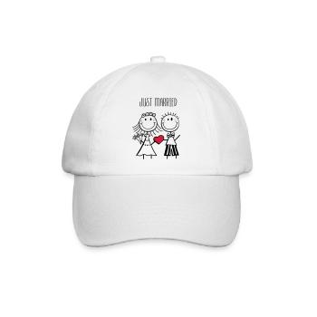 Just Married Brautpaar - Hochzeit - Geschenk - Baseballkappe - Weiß/Weiß - Vorne