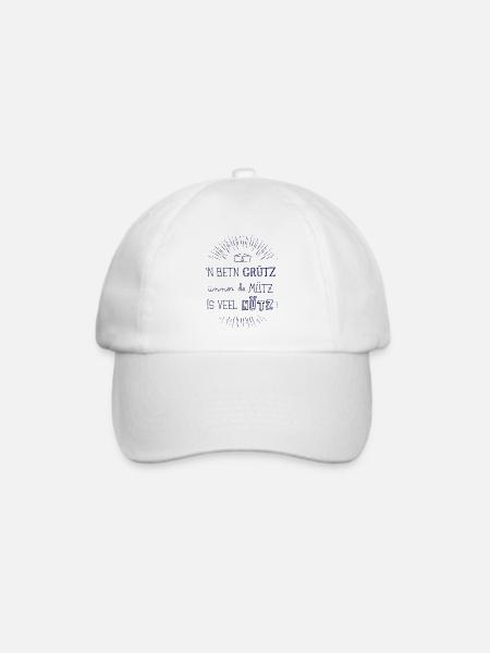 Grütz ünner de Mütz - Baseballkappe - Weiß/Weiß