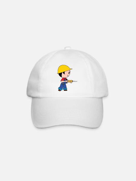 construction worker bauarbeiter strassenbau tierfb - Baseballkappe - Weiß/Weiß