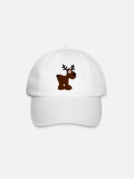 Elch Karibu Rentier Reh schnee Hirsch Weihnachten - Baseballkappe - Weiß/Weiß