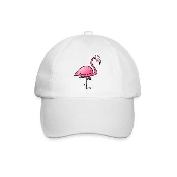Ein rosa Flamingo - Baseballkappe - Weiß/Weiß - Vorne