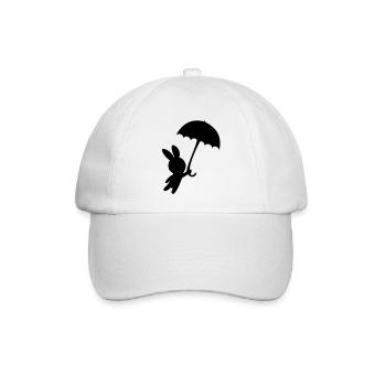 Hase Kaninchen Regenschirm Herbst fliegen Sturm - Baseballkappe - Weiß/Weiß - Vorne