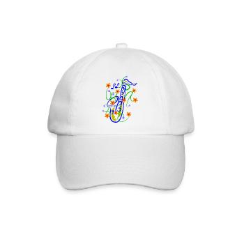 Verspielte Saxofon-Florenz Illustration - Baseballkappe - Weiß/Weiß - Vorne