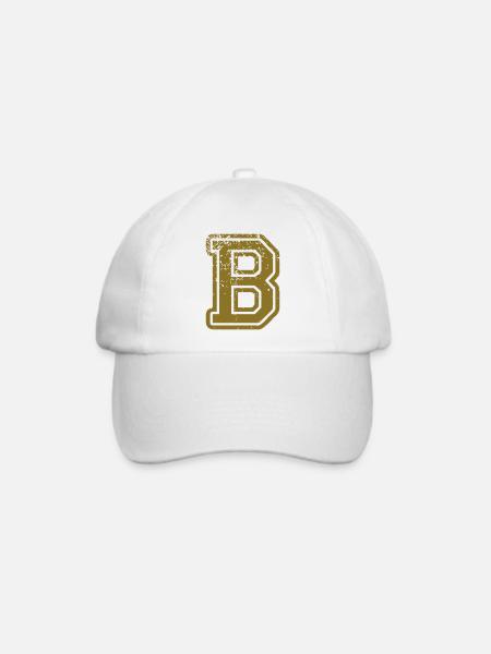 B - Buchstabe - Baseballkappe - Weiß/Weiß