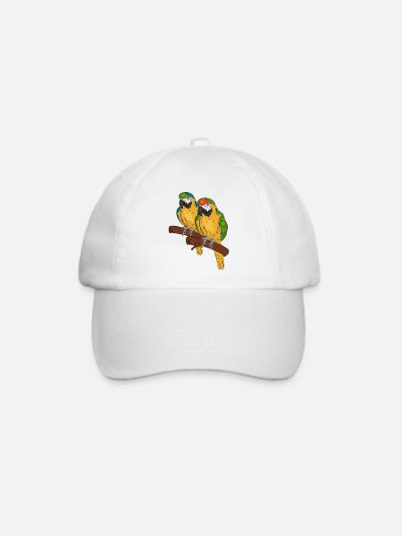 Papageien auf einem Ast - Baseballkappe - Weiß/Weiß