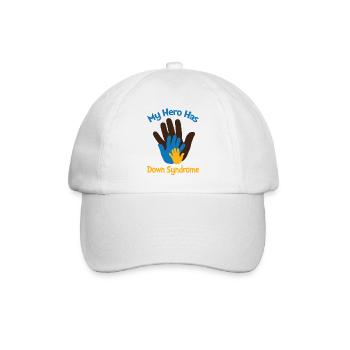 Mein Held hat Down-Syndrom - Baseballkappe - Weiß/Weiß - Vorne