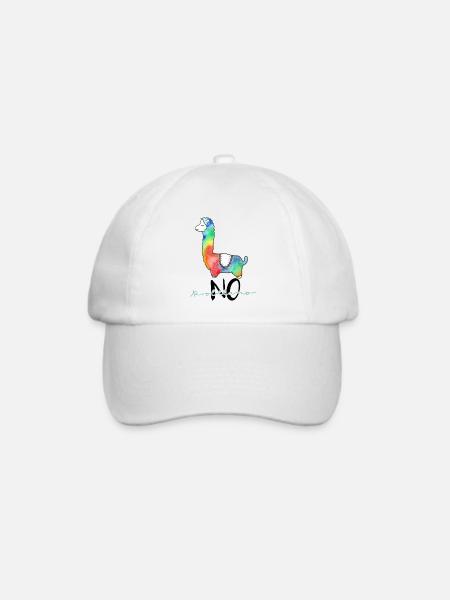 Cooles, buntes Lama lustiger Spruch "no probllama" - Baseballkappe - Weiß/Weiß