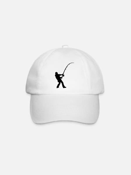 angler_silhouette_1 - Baseballkappe - Weiß/Weiß