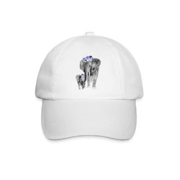 Mutter und Tochter Elefant - Baseballkappe - Weiß/Weiß - Vorne
