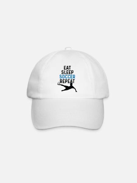 Eat Sleep Soccer Repeat Fussball Fussballspieler - Baseballkappe - Weiß/Weiß
