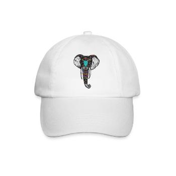 Indischer Elefant - Baseballkappe - Weiß/Weiß - Vorne