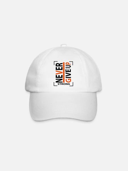 never give up - Baseballkappe - Weiß/Weiß