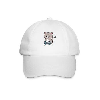 Gaming zocken daddeln Katze Geschenk - Baseballkappe - Weiß/Weiß - Vorne