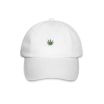 Cannabisblatt - Baseballkappe - Weiß/Weiß - Vorne