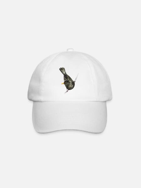 Amsel Aquarell - Baseballkappe - Weiß/Weiß