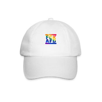 Gegen Nazis - FCK AFD - Gegen Rechts - LGBTQ - Baseballkappe - Weiß/Weiß - Vorne