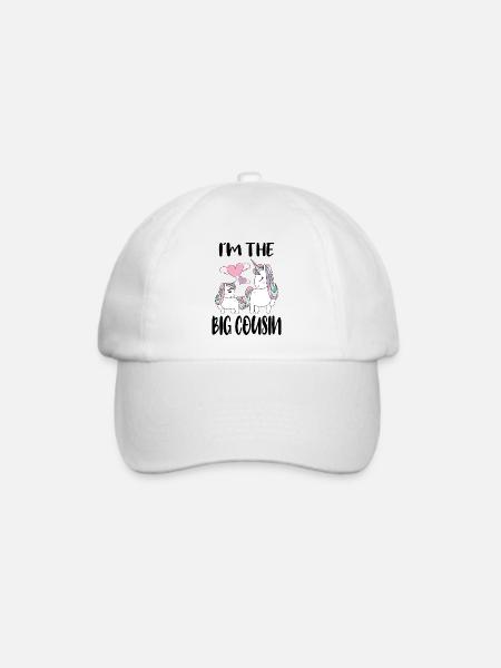 Cousine Ich bin die große Cousine Einhorn Geschenk - Baseballkappe - Weiß/Weiß