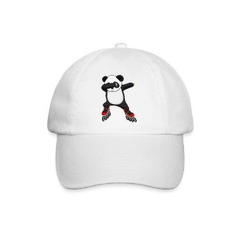 dabbing panda on inlineskates skating skater tier - Baseballkappe - Weiß/Weiß - Vorne