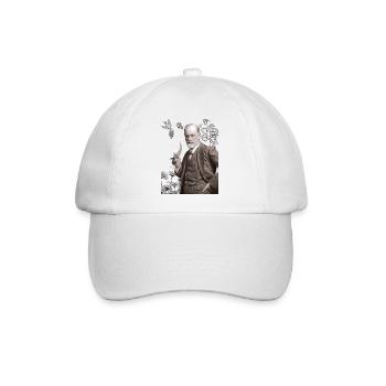 Sigmund Freud mit Weinglas und Weinreben - Baseballkappe - Weiß/Weiß - Vorne