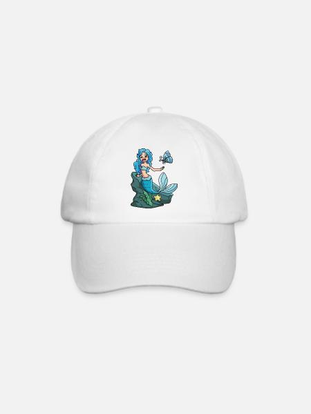 Meerjungfrau mit blauen Haaren - Baseballkappe - Weiß/Weiß