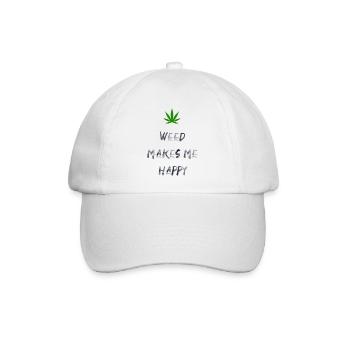 weed macht mich glücklich Cannabis Marihuana - Baseballkappe - Weiß/Weiß - Vorne