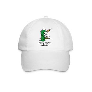 Rock paper scissors T-rex lustig Dinosaurier Komet - Baseballkappe - Weiß/Weiß - Vorne