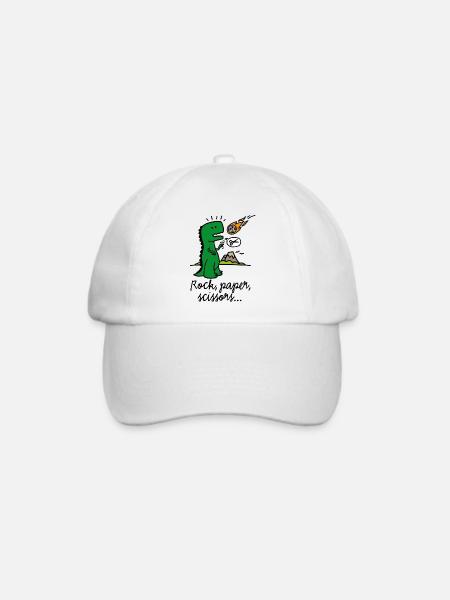 Rock paper scissors T-rex lustig Dinosaurier Komet - Baseballkappe - Weiß/Weiß