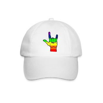 Regenbogen Hand Respekt - Baseballkappe - Weiß/Weiß - Vorne