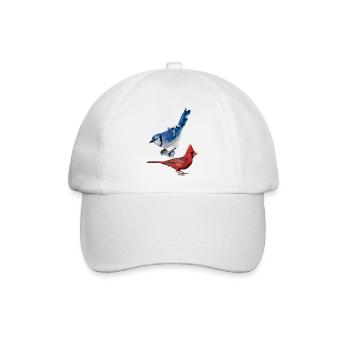 Der nördliche Kardinal und der blaue Eichelhäher - Baseballkappe - Weiß/Weiß - Vorne