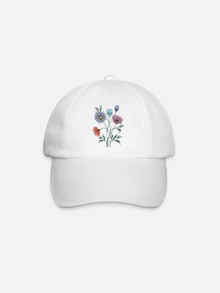 Blumen - Baseballkappe - Weiß/Weiß