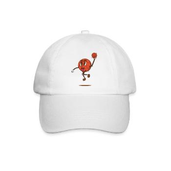 funky Basketball Cartoon Gesicht Slam Dunk Retro Styl - Baseballkappe - Weiß/Weiß - Vorne
