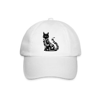 schwarze Katze mit Blumenmuster - Baseballkappe - Weiß/Weiß - Vorne