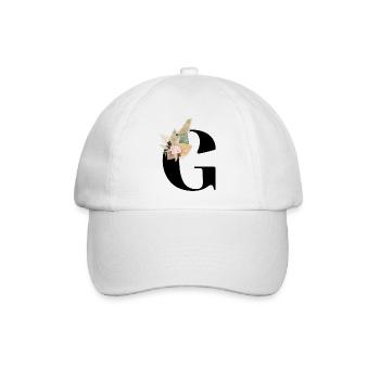 Buchstabe G blumig - Baseballkappe - Weiß/Weiß - Vorne