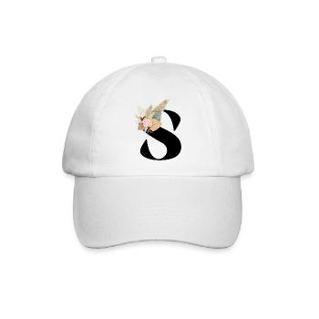Buchstabe S blumig - Baseballkappe - Weiß/Weiß - Vorne