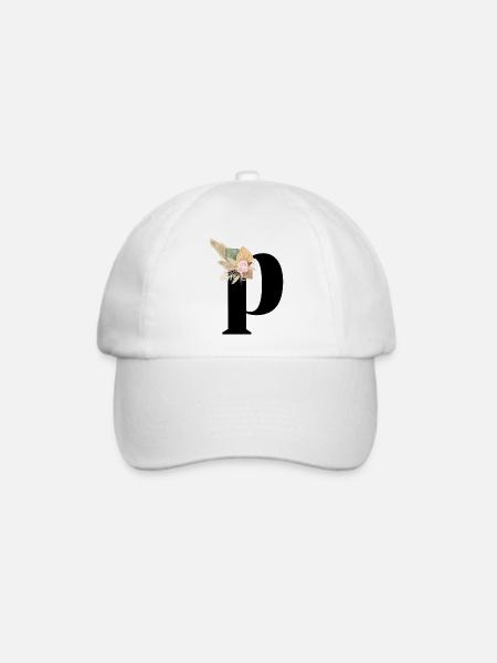 Buchstabe P blumig - Baseballkappe - Weiß/Weiß