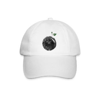 Baumstamm mit Blatt - Baseballkappe - Weiß/Weiß - Vorne