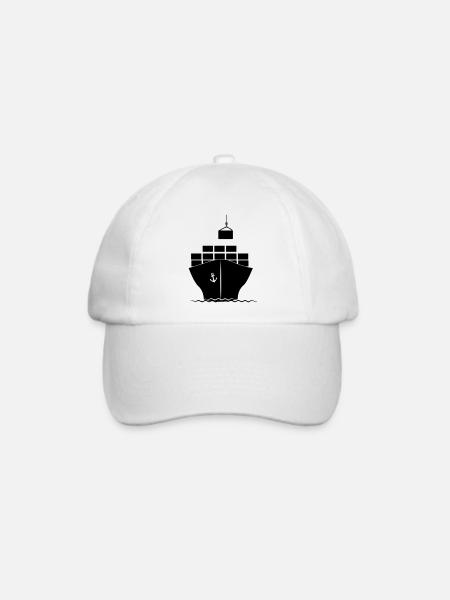 Seecontainerboot mit Kranbeladung - Baseballkappe - Weiß/Weiß