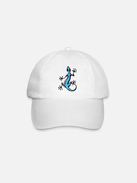 Blauer Gecko - Baseballkappe - Weiß/Weiß