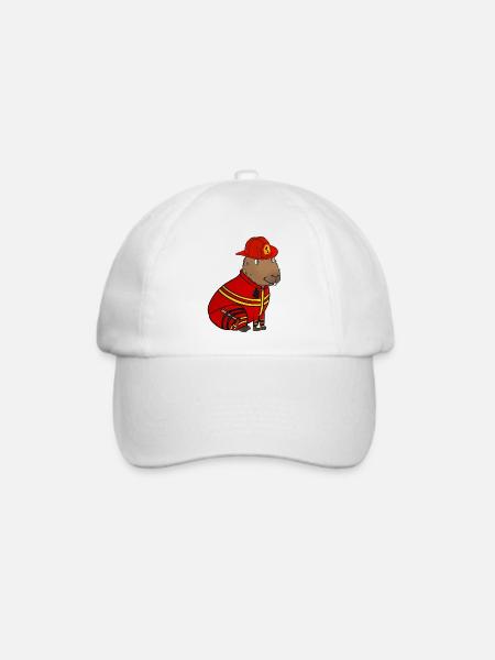 Capybara Feuerwehrmann - Baseballkappe - Weiß/Weiß