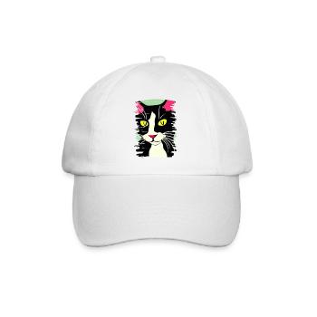 Katzengesicht 2 - Baseballkappe - Weiß/Weiß - Vorne